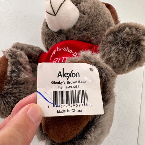 Alexon Glenkys Brown Bear Stuffed Toy With Red Camp Is-Sho-Da Shirt 9 inch - Picture 5 of 15